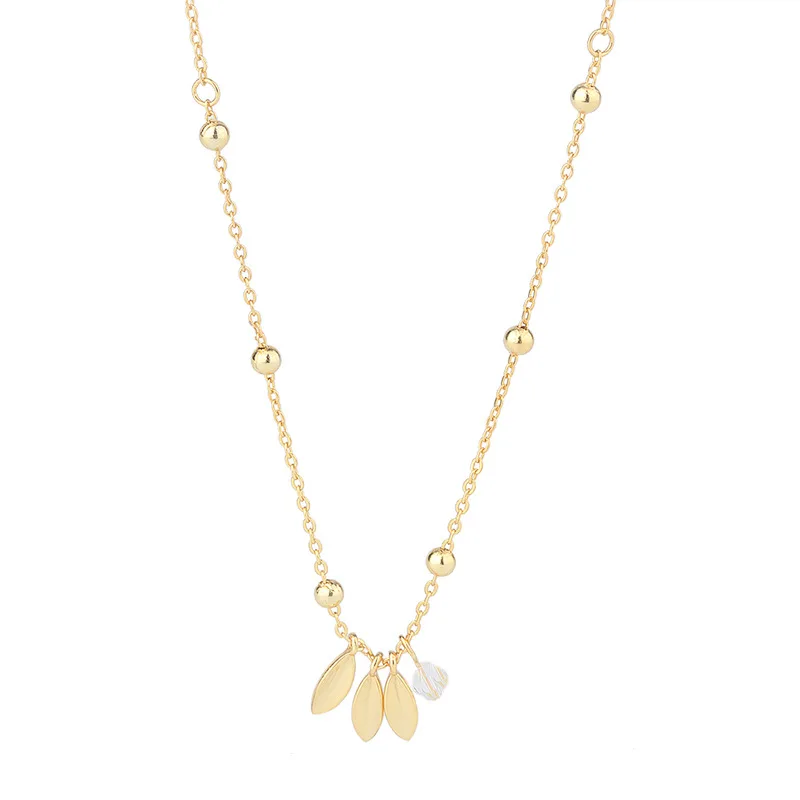 

JLC S925 Sterling Silver Personalized Minimalist Leaf Bead Necklace