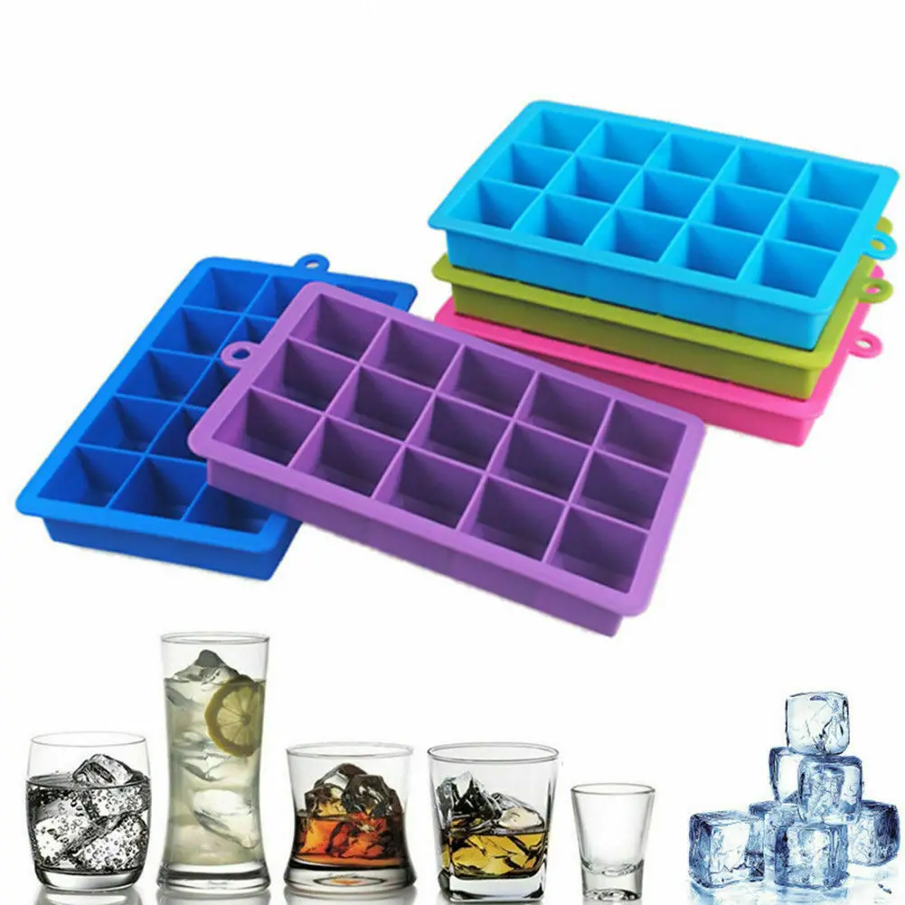 

1PC Silicone Ice Cube Trays Molds Easy-Release Square Shape Cube Maker Form For Ice Candy Cake Pudding Chocolate Molds