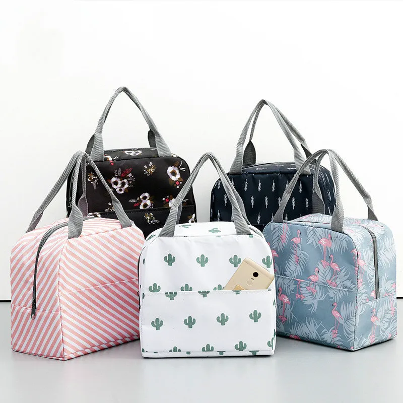 

Functional Pattern Cooler Lunch Box Portable Insulated Canvas Lunch Bag handbag Thermal Food Picnic Lunch Bags For Women Kids