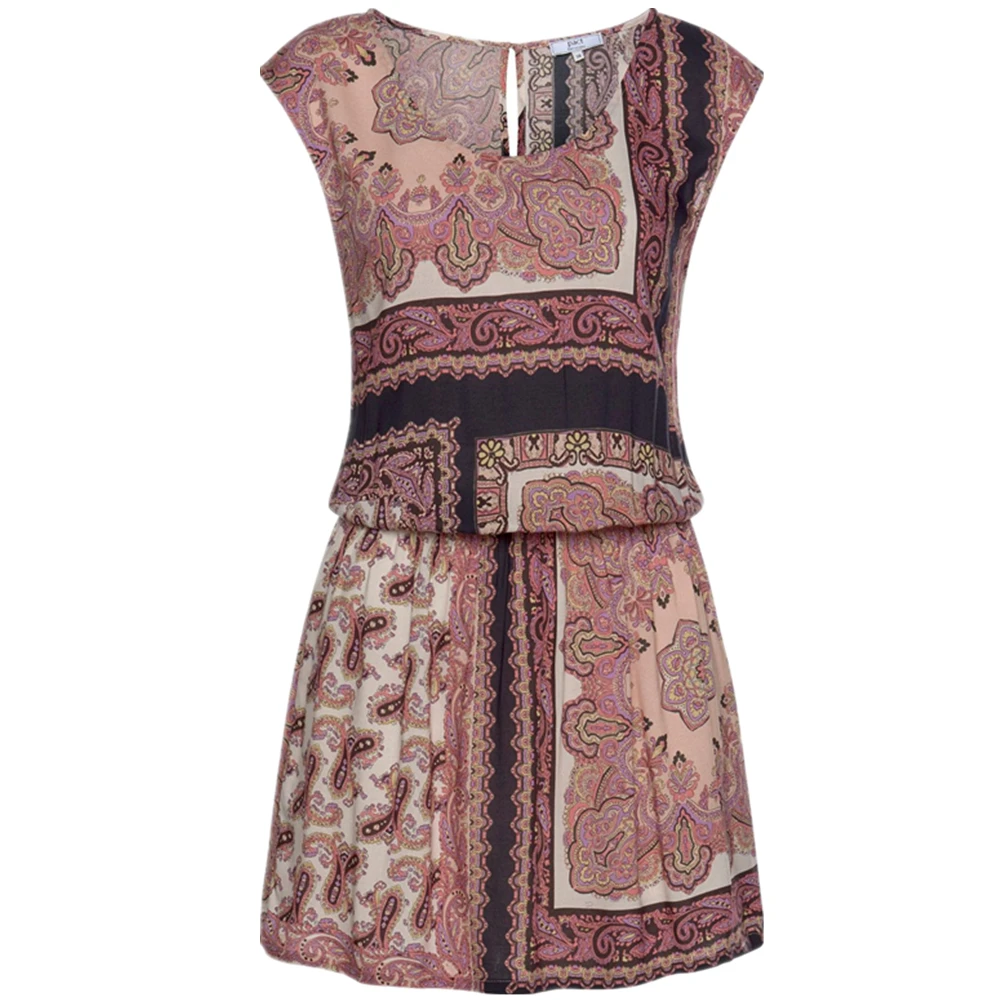 Платье женское с принтом пейсли Пляжное мини-платье круглым вырезом и широкими