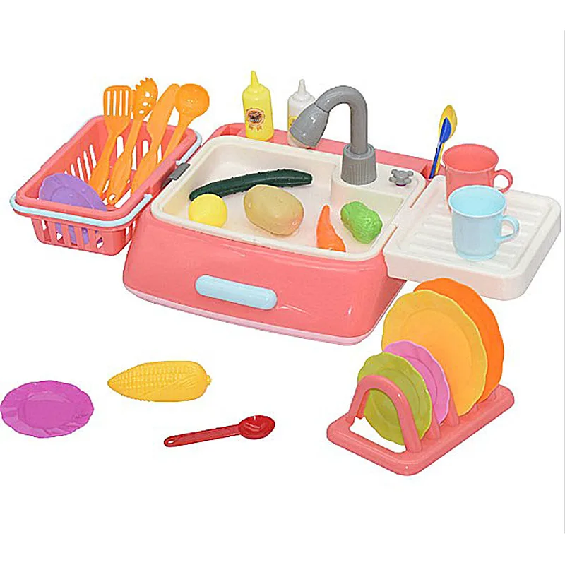 

Kids Electric Dishwasher Toy Electric Circulating Water Dish Washing Toy With Plastic Fruit boys and girls Houseplay Game Toys