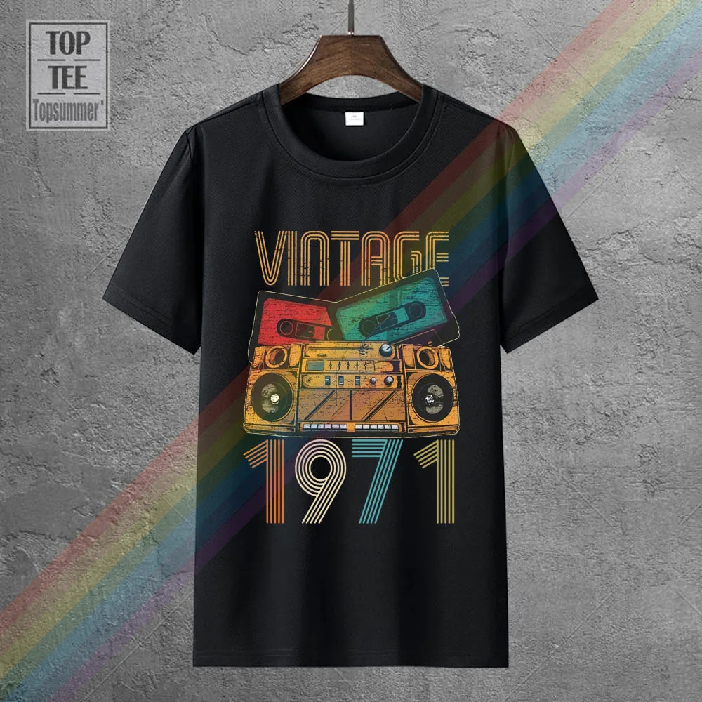 

Vintage 1971 Fun 50Th Birthday Gift T Shirt Funny Fashion T Shirts Retro Brand Cotton Sportwear Tshirts Harajuku Logo Tee-Shirt