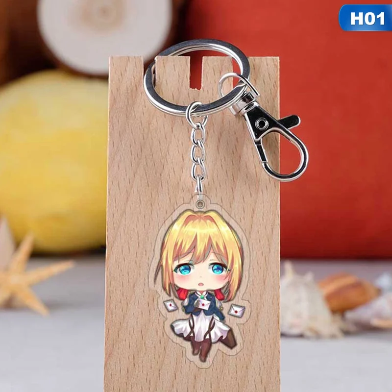 Модный Фиолетовый эвергарден аниме акриловый брелок милый забавный Porte Clefs сумка кулон ювелирные аксессуары Brelok Do Kluczy детские игрушки - Цвет: H01