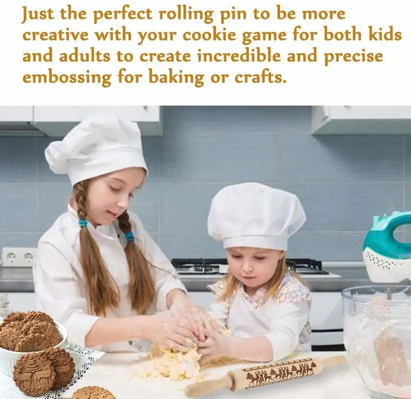 Деревянный 3D Рождество тиснение Скалка выпечки печенье лапша фондан пирог