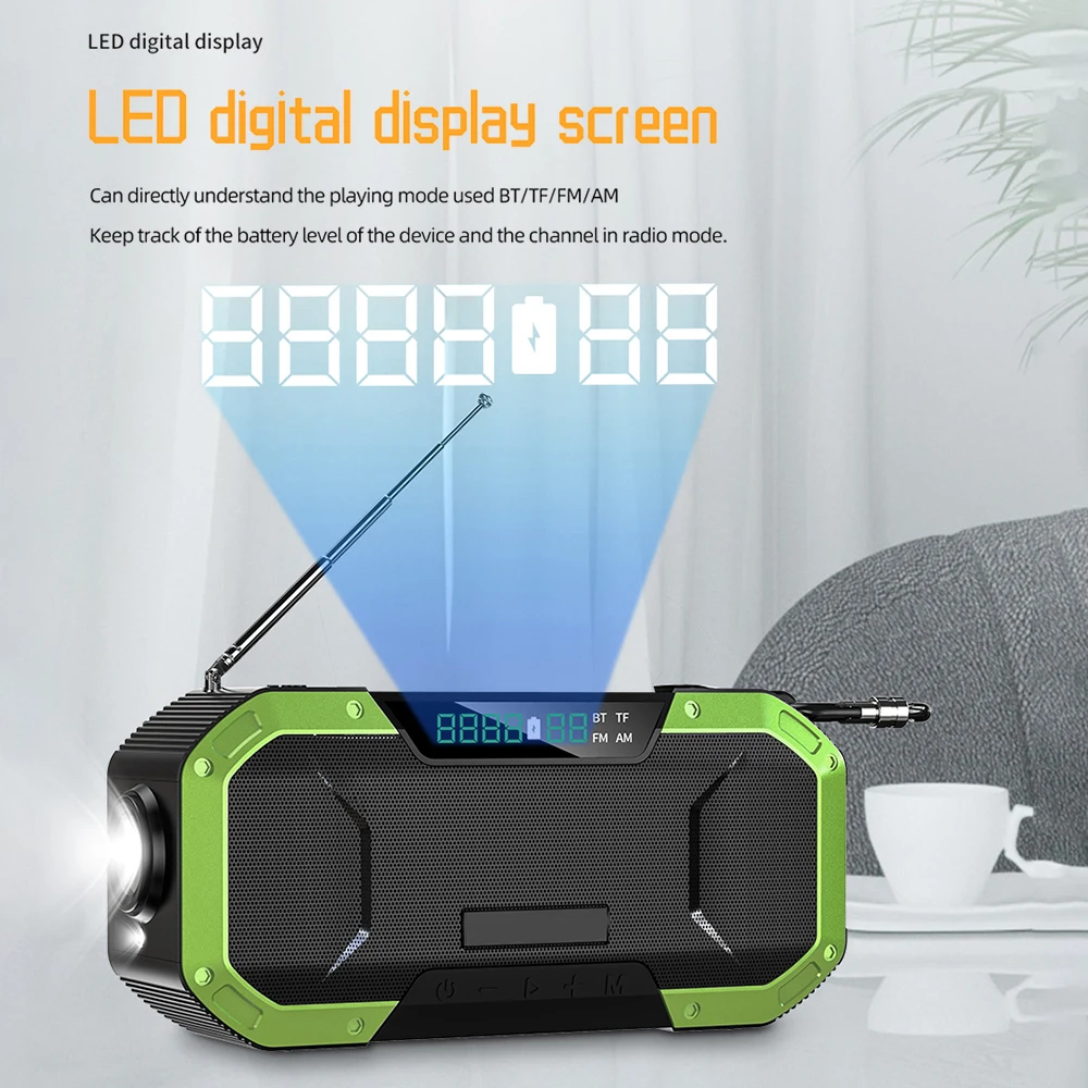 Murah Radio Darurat 5000MAh Dengan Senter LED Engkol Tangan Portabel Radio Cuaca NOAA/AM/FM Untuk Kemah Rumah Bertahan Hidup