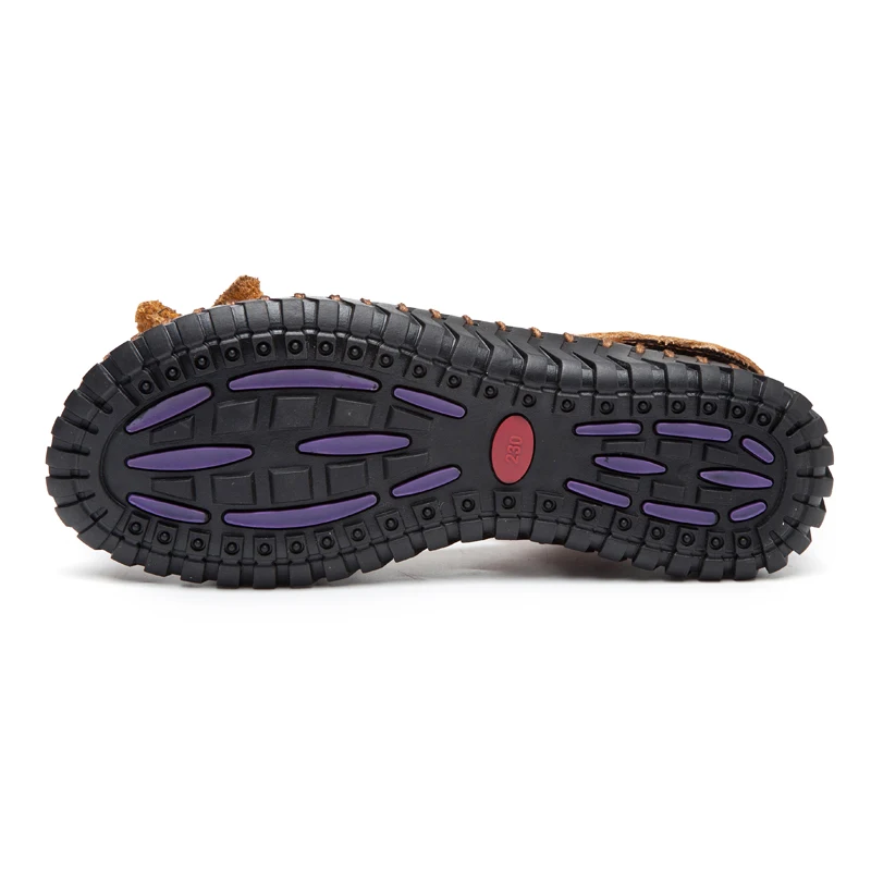 Сандалии женские кожаные на платформе пляжная обувь плоская подошва натуральная