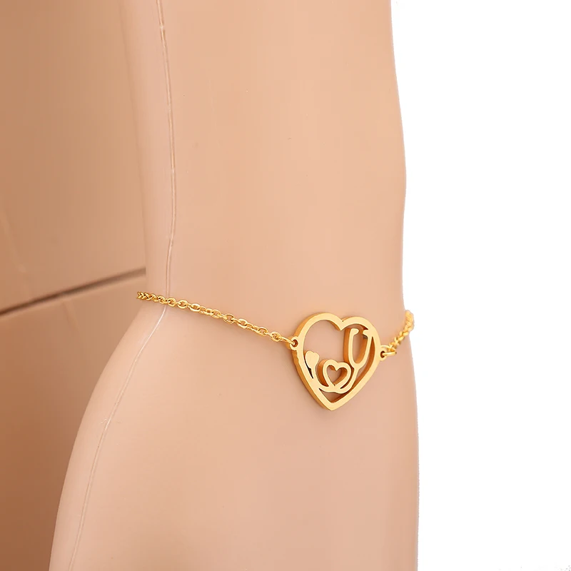 Модный браслет с медицинским стетоскопом ювелирные изделия из нержавеющей стали