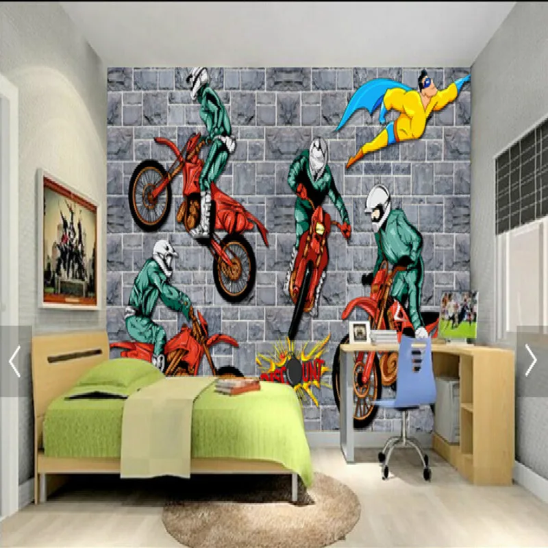 3D обои для мотокросса большие 3d спальни гостиной ТВ фон Объемные обои|3d wallpaper|mural