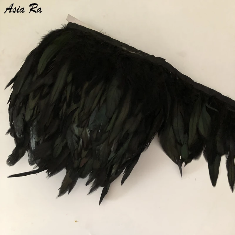 Отделка из крашеных черных петушиных перьев 10 м/лот | Дом и сад