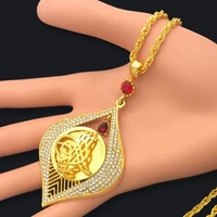 new arabic muslim turkish style necklace big eyes inlay red stone hanging necklace for women fashion hip hop party accessories