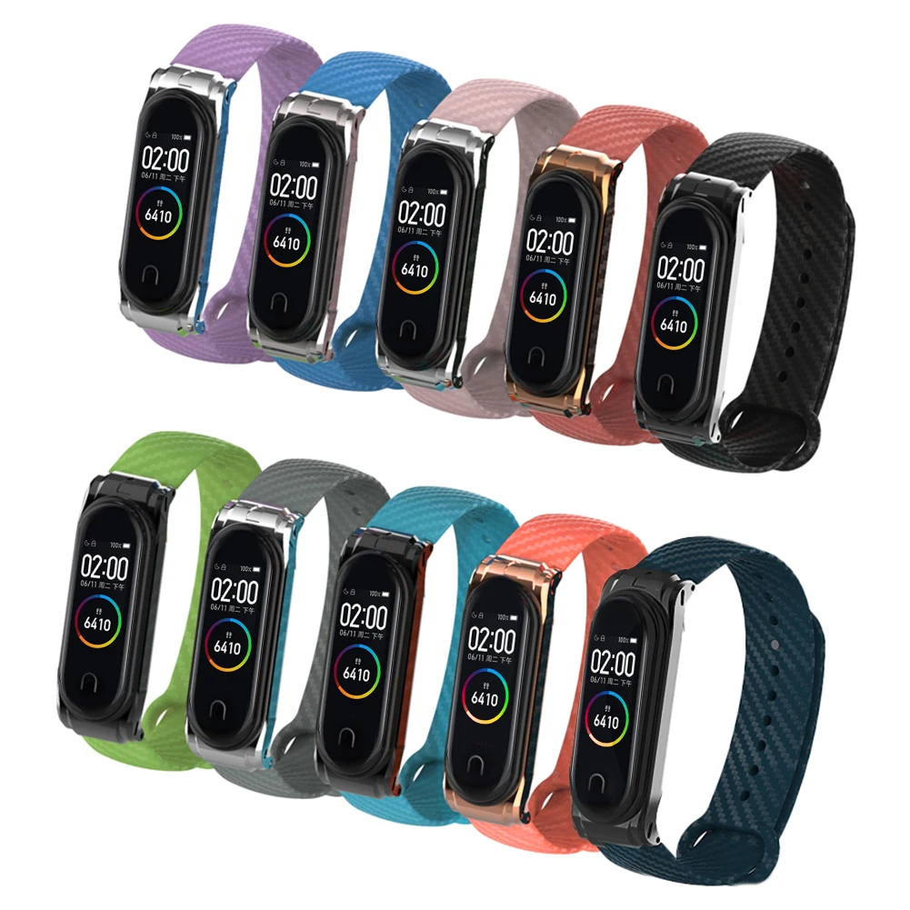 

For Carbon Fiber Xiaomi Mi Band 4 3 Strap Color Wrist Strap Watchband For MiBand 4 Xiaomi Mi Band 3 Replacement Enhanced