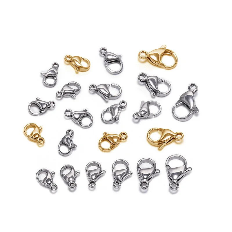 

20pcs/lot Lobster Clasps 18K Gold Plating Stainless Steel Jewelry Finding Clasp Hooks for Diy Necklace & Bracelet Chain Making