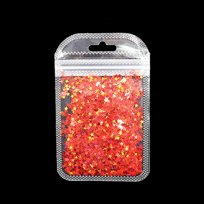 1 пакет из 9 цветов Лазерная мигающая пятиконечная звезда Блестки для ногтей