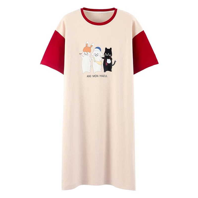

Seeslim Totoro Cartoon Nightgown For Women Cotton Loose Sweat Pajamas Women Cute Plus Size Short Sleeve Ladies Nightshirt Korean