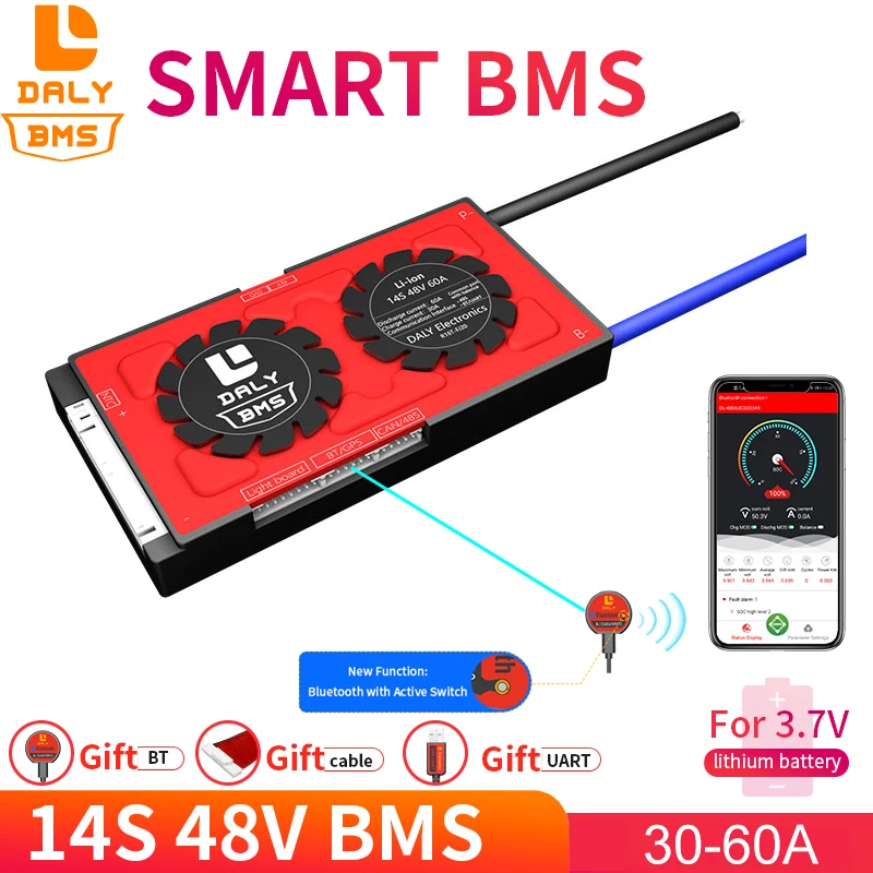 

lithium ion superpower bms controller 14S 48V 30A 40A 60A Bluetooth waterproof solar storage for 60ah 48v lithium battery bms