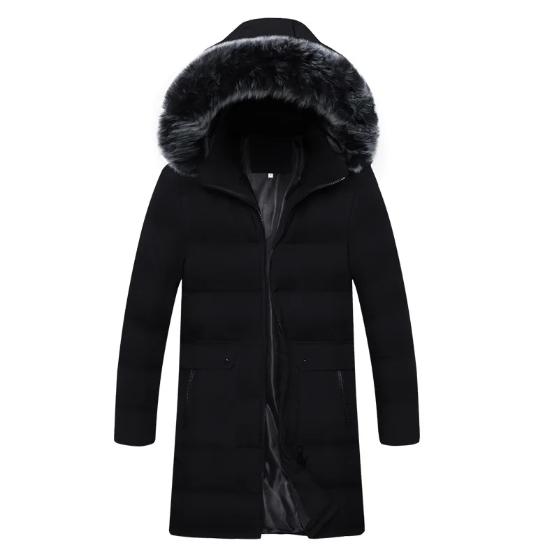 Long Hooded Plus Velvet Padded Fur Collar Down Cotton-padded Jacket Winter Coat Youth Plus Cotton Padded Winter Coat Winter Coat