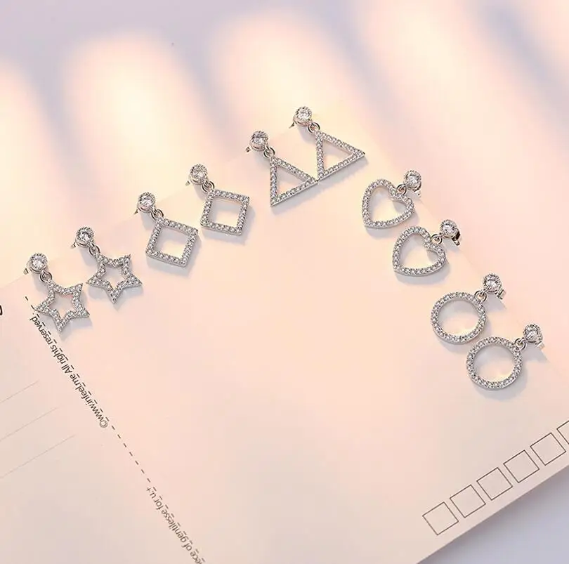 925 стерлингового серебра с модным геометрическим вышивка звёздочки или