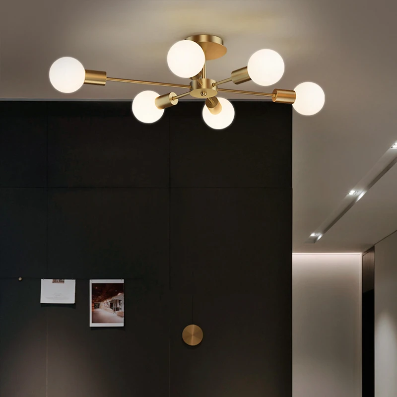 

Modern Ceiling Lamp Nordic Living Room Glass Ball Lampshade Gold Creative Lighting Luxury Dining Room Bedroom Art Decor Lights