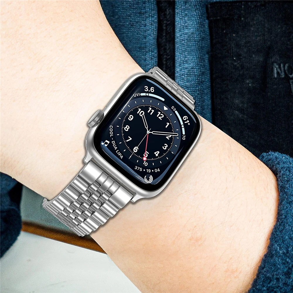 Браслет для apple watch Series 7 6 se ремешок 44 мм 40 45 41 iwatch 5 4 3 42 38 из нержавеющей стали |