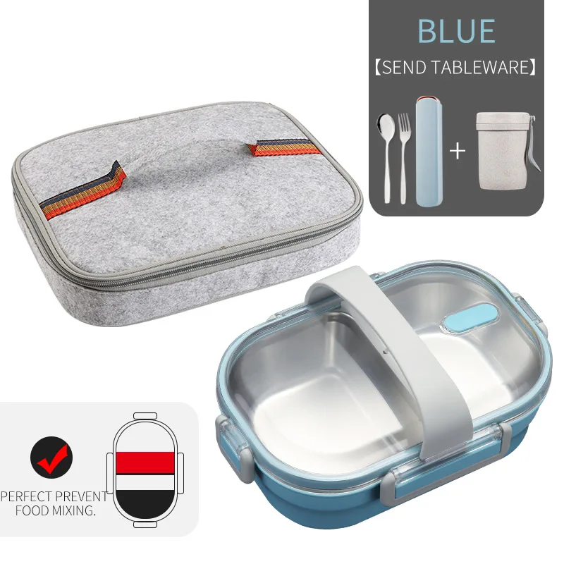 B Blue Bag Cup Set WORTHBUY японский Ланч-бокс для детей школы 304 из нержавеющей стали бенто Ланч-бокс герметичный контейнер для еды детская коробка для еды - Цвет: B Blue Bag Cup Set