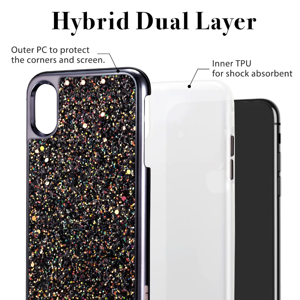 Чехол чехол для Apple iPhone 7 7 Plus 8 8 Plus, esесесесессверсверсверсверсверсверсверсверсверсверсверсверсверсверроскошный Блестящий двухслослойный Мягкий ТПУ+ Жесткая задняя крышка из ПК для iPhone X