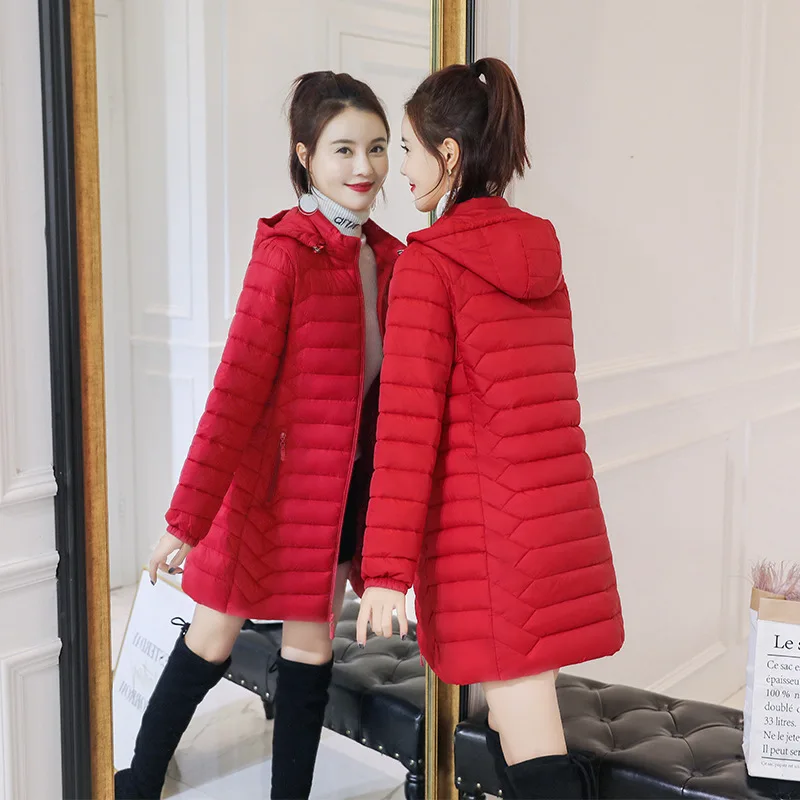 Новинка Женская куртка Длинная зимняя одежда 2019 Модное теплое пальто на молнии с