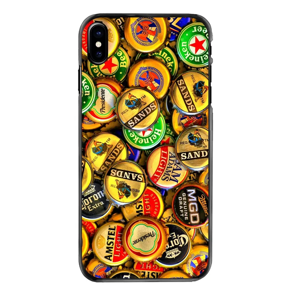 Для iPhone 4 4S 5 5S 5C SE 6 6S 7 8 Plus X XR XS Max Кепка много шапок для пивных бутылок шаблон коллаж