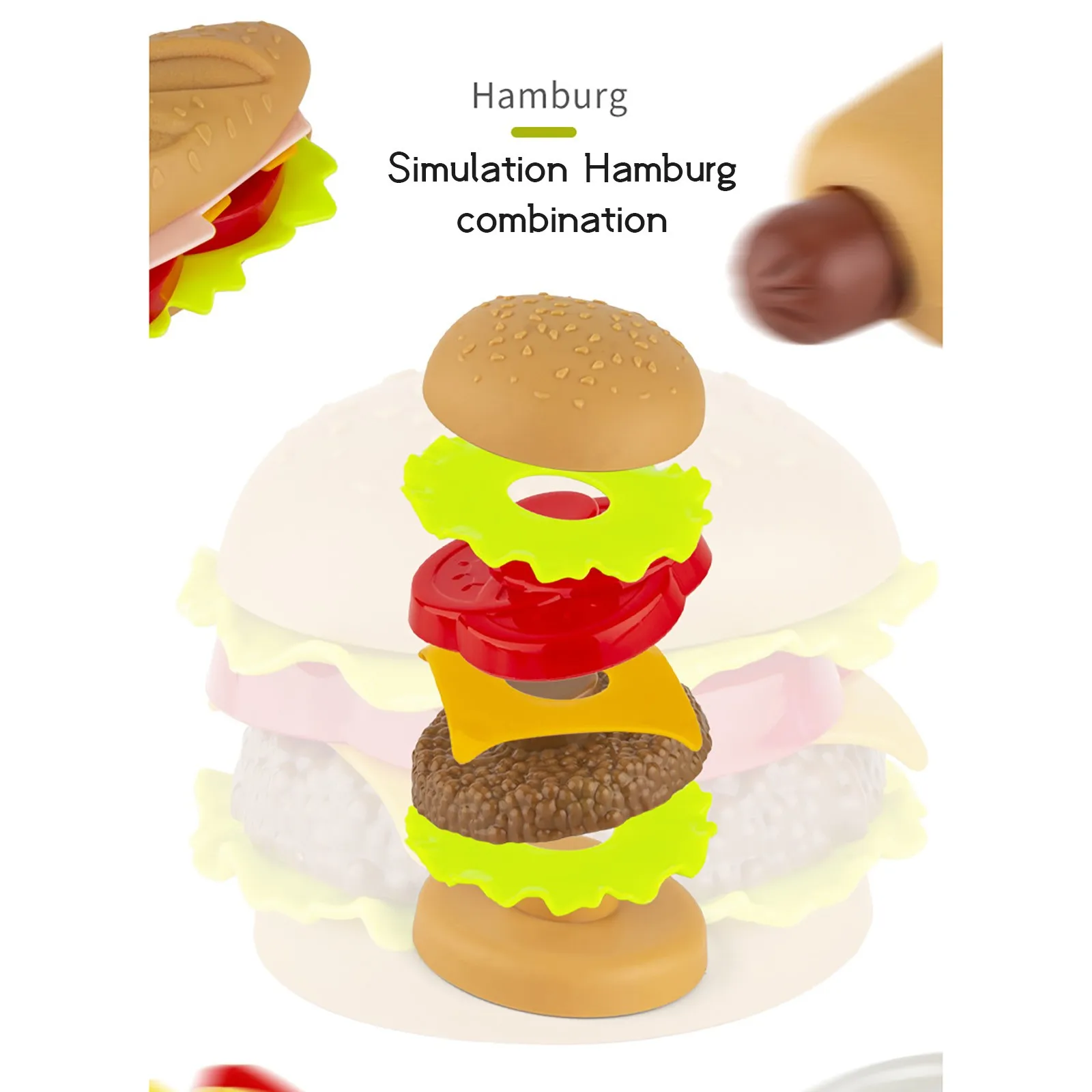

Kids Toys Burger 16pcs/set Toddlers Pretend Toy Removable Fast Food Fake Food