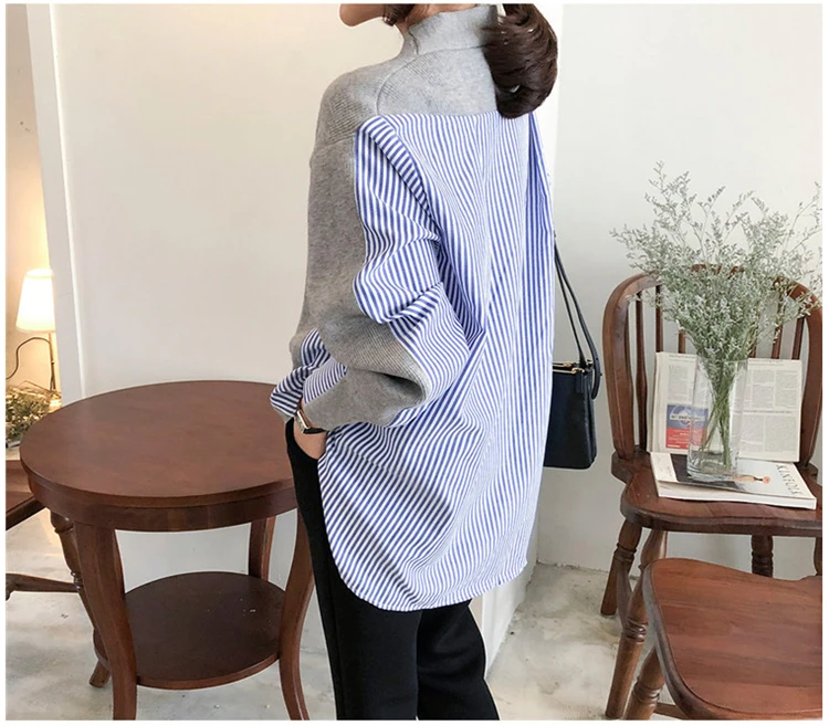 KINOMI осенние женские свитера Лоскутные полосатые вязаные кардиганы с v-образным