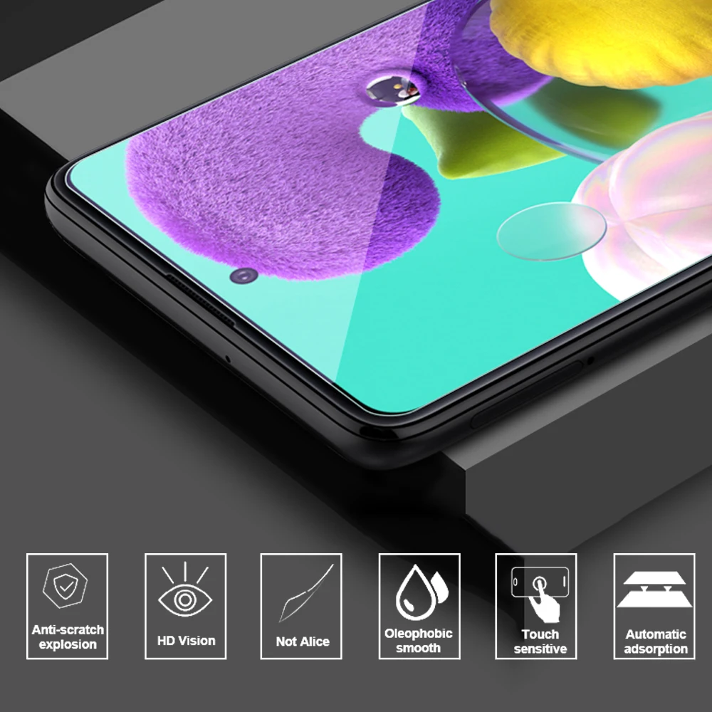 2-in-1 A71 A51 2019 Protective Glass a41 camera lens for samsung a71 51 screen protector tempered glass full cover film | Мобильные