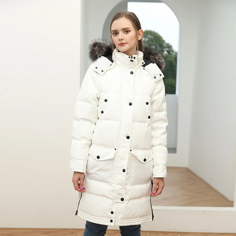 

Women's down jacket with long fur collar