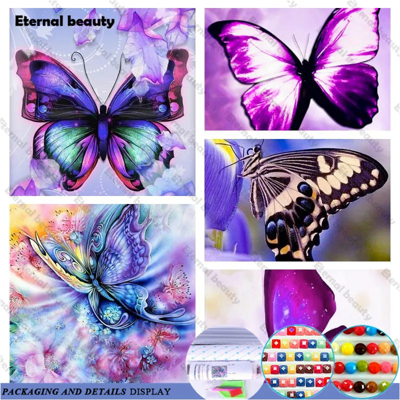 

Purple Butterfly Diy Diamond Painting Rhinestone Paintings Crystal Decoration Flower 5D Cross Stitch Kit Diamond Embroidery Gift