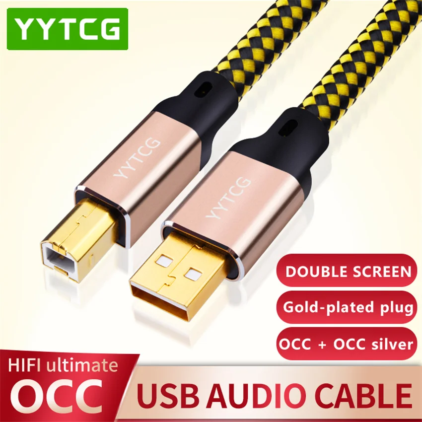 

YYTCG 2FT/3FT/5FT HIFI USB Cable DAC A-B Alpha OCC Digital AB Audio A to B High End 24k Gold-Plated USB Series Connectors