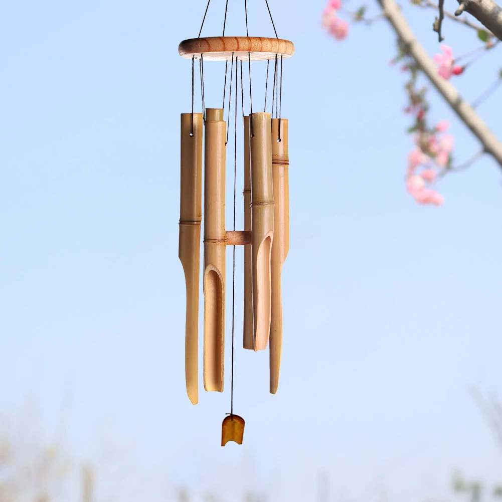 

Bamboo Wind Chimes Big Bell Craft Wood Handmade Indoor And Outdoor Wall Hanging Wind Chime Room Home Decoration