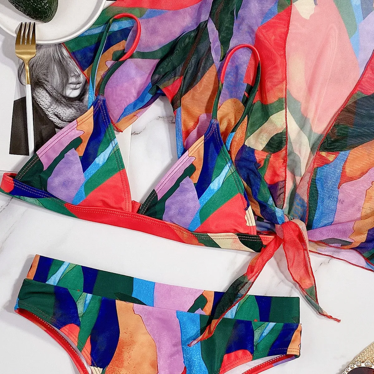 

2021 Sexy Colorful Female Swimsuit High Waist Bikini Women Swimwear Two-pieces Bikini set Short Sleeve Bather Bathing Suit Swim