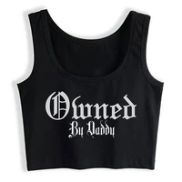 crop top sport owned by daddy print ddlb ddlg graphic by cool white sleeveless tops women