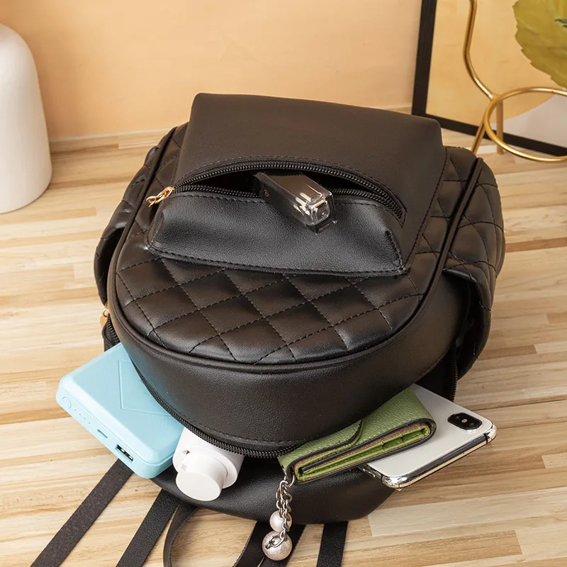 Women Backpack Diamond Lattice Pattern Lady Backpacks Korean Simple Style Preppy Girl School Travel Bag | Багаж и сумки
