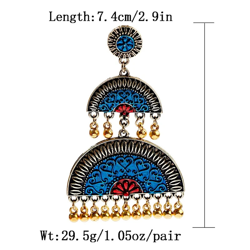 Этнические геометрические индийские джумка Золотые сережки с кисточками племя