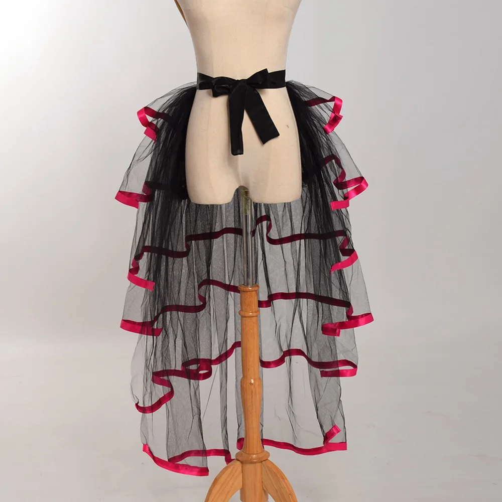 Черный бурлеск Паровой панк Гофрированные Суетный паньер - Цвет: Rose Red Trim