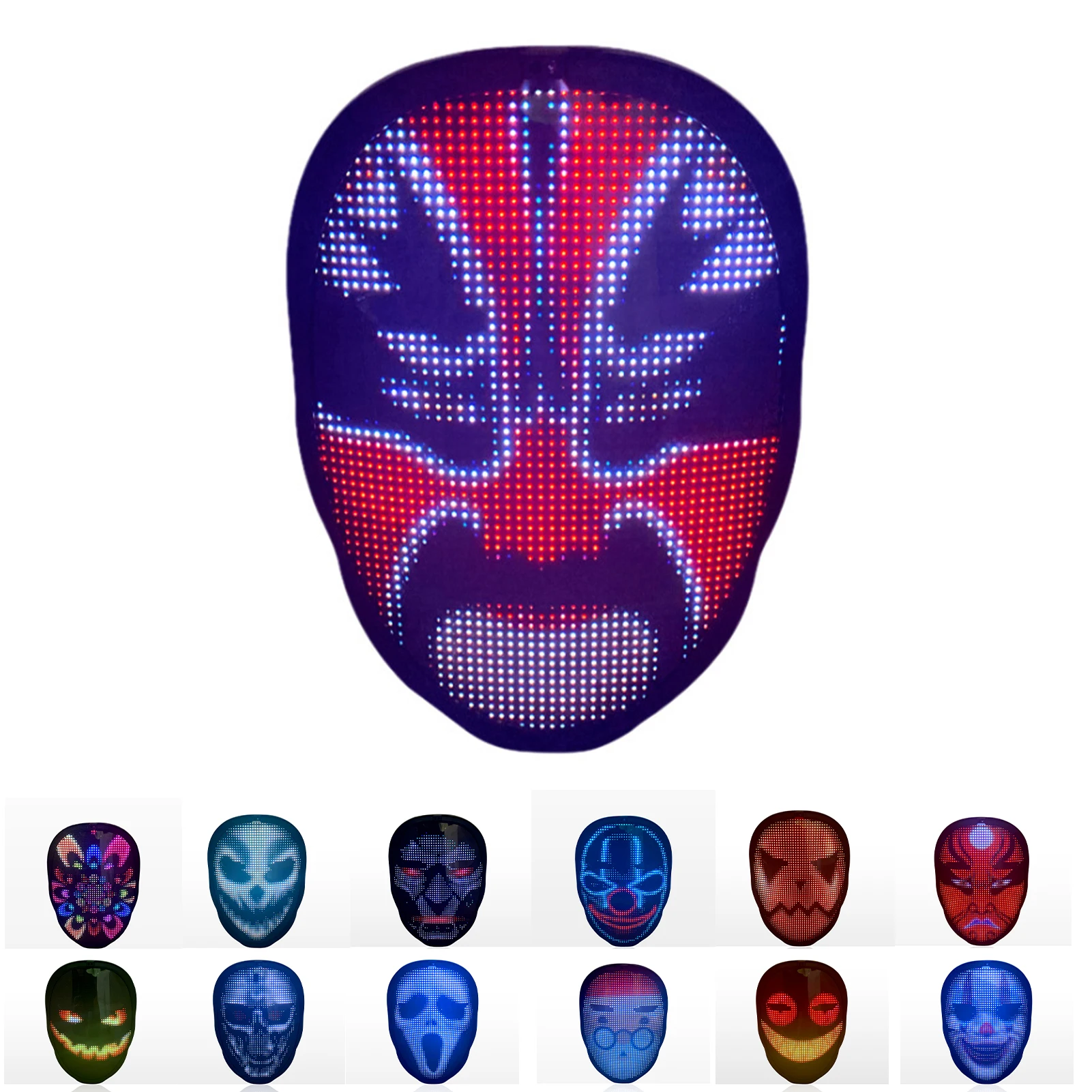 

Bluetooth Rgb Led Lights Up Party anonymous Mask Halloween Christmas Led Luminous Love Prank Concert Mask Costume Props Neon