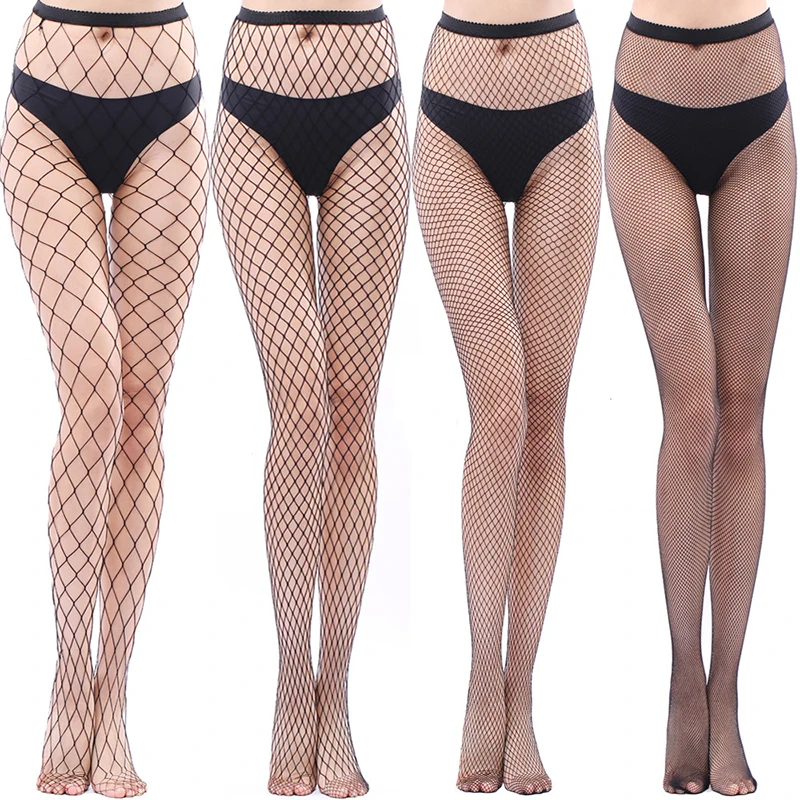 

Q Pantyhose 1Pcs Long Fishnet Stockings 4Colors Elastic Sexy Thigh High Stocking Nylon Spandex Lingerie For Women