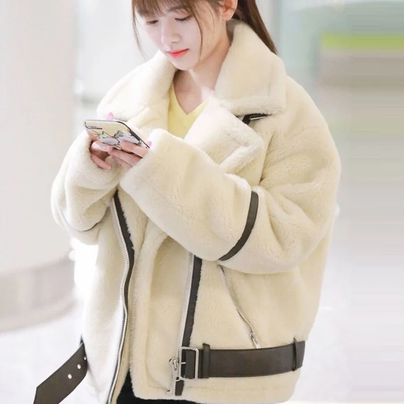 

Winter Imitation Cashmere Coats Women Jackets European Soft Fleece Lining Outwear Spring Female Jacket Moto&biker Jacket
