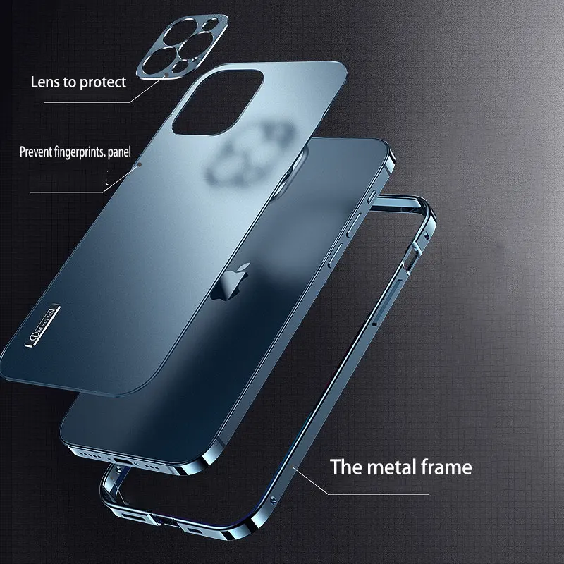 Funda para iphone 13 Pro max Nueva funda de metal para tel&eacute;fono m&oacute;vil, lente todo incluido, antica&iacute;da, cubierta protectora de lujo de gama alta, magn&eacute;tica-2