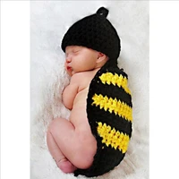 newborn photography props animal model hat 100 cotton handmade bee style crochet baby hat with cape set infant costume outfit