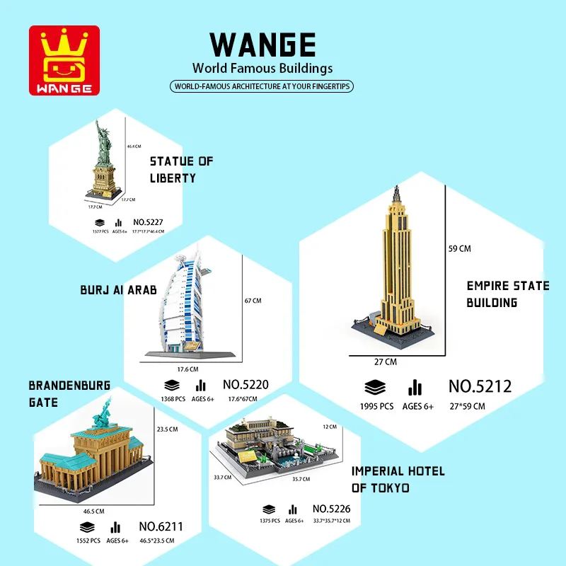 Строительные блоки Всемирно известные строительные игрушки архитектурные