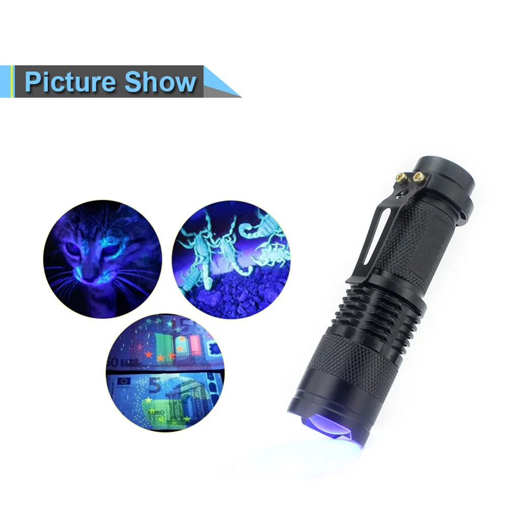 Black Light 365/395 Nm Uv Flashlight Aluminum Alloy Shell Handheld Portable Ultraviolet Detector Checking Banknote Credit Card | Освещение