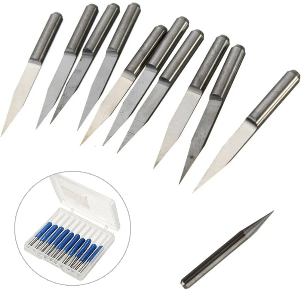 

20 Degree Engraving Bits Kit CNC Router Tool 10pcs 0.2mm Tool 2020 New