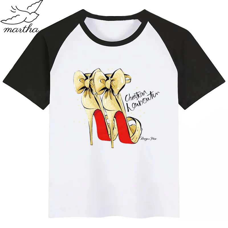 Kids Spain Flamenco High Heels Cartoon T-Shirt O-Neck Boys and Girl Casual Short Sleeve Summer Funny Clothes Tshirt | Мать и ребенок