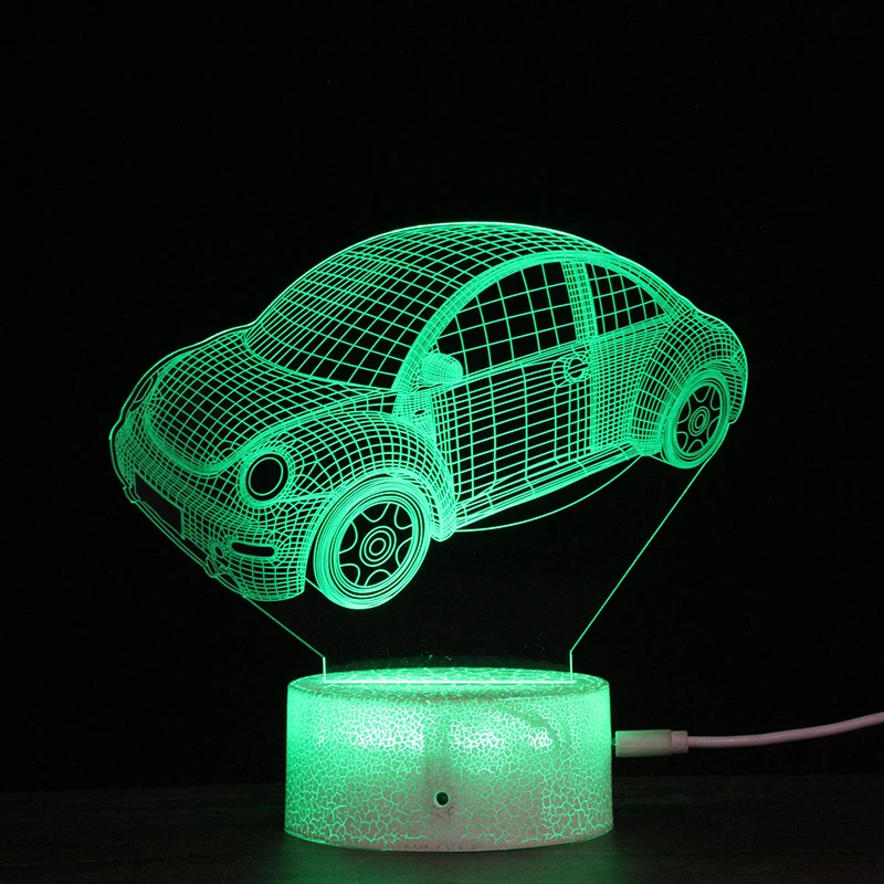 3 Вт сенсорное управление 3D светодиодный ночник мультяшный автомобиль изменение