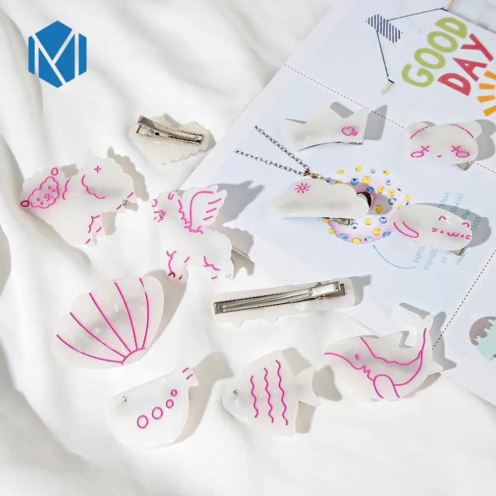 Женские заколки для волос M MISM Мультяшные из ацетата с изображением мультяшных